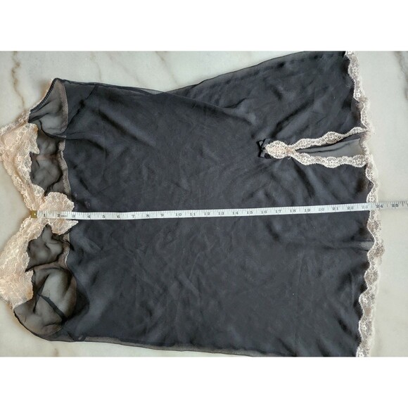 Victoria's Secret Sz Large Black Blush Pink Lace Lingerie Slip Sheer Nightgown - Picture 15 of 16
